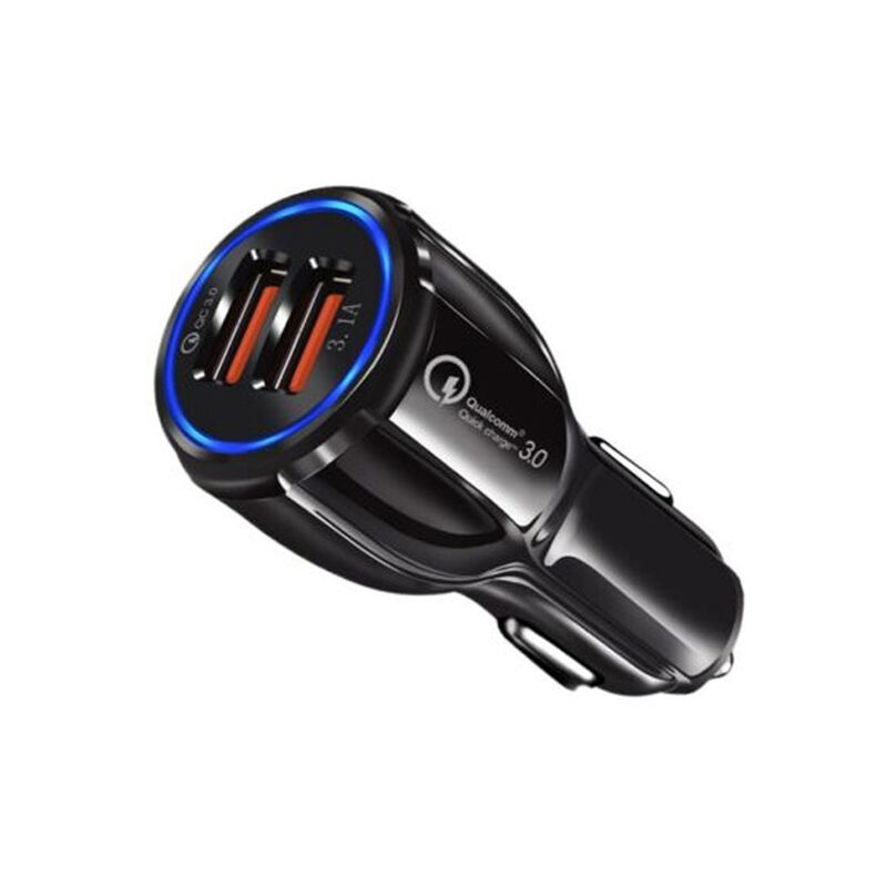 foto del prodotto caricabatterie usb per auto, caricabatteria rapido per auto, 2 porte 3.0 usb accendisigari caricabatterie compatibile con iphone, ipad samsung