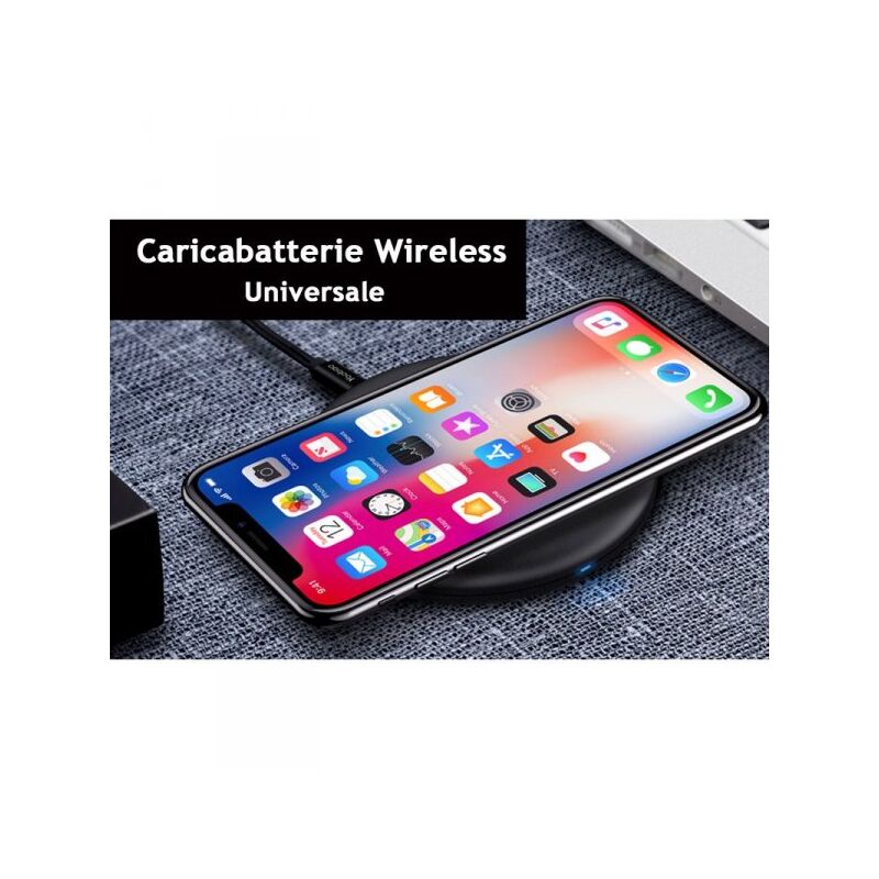 foto del prodotto caricabatterie wireless veloce black 10w slim qi