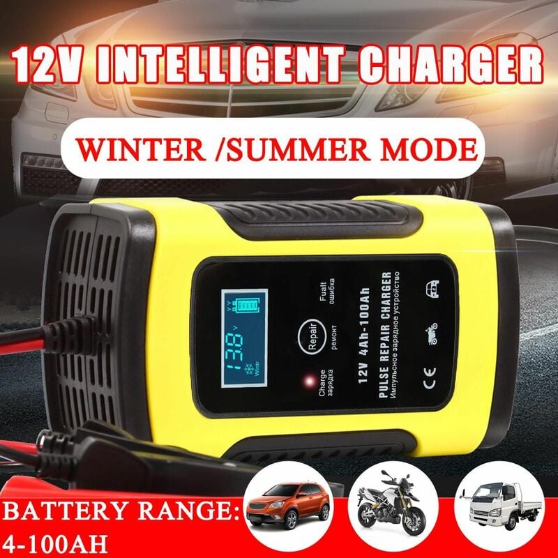 foto del prodotto caricatore automatico intelligente mantenitore con schermo lcd per auto moto