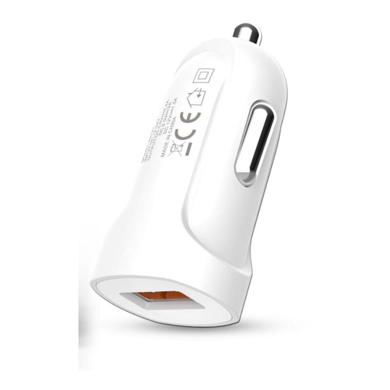 foto del prodotto caricatore da auto avant connect caricatore per accendisigari doppia porta usb e qc 3.0 caricatore mobile con ricarica rapida bianco.