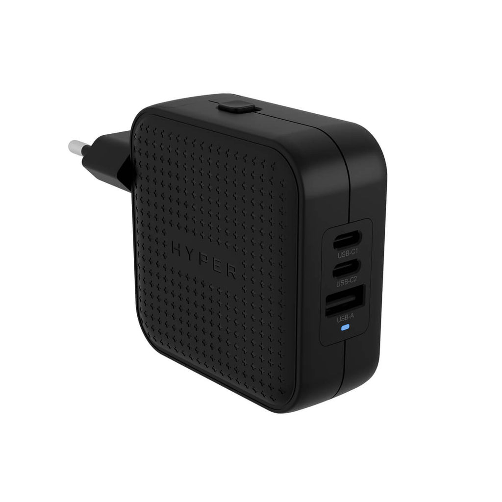 foto del prodotto caricatore da viaggio 70w hyper bk usb c gan 3c 1a nero