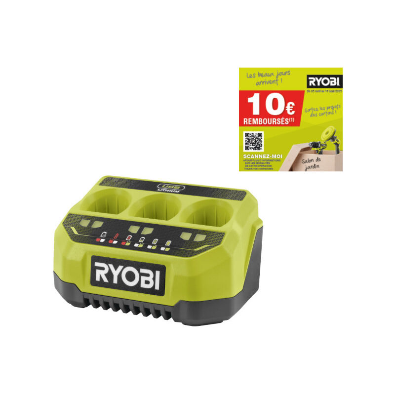 foto del prodotto caricatore sequenziale a 3 porte ryobi 4v usb litio 2,0ah rc43p