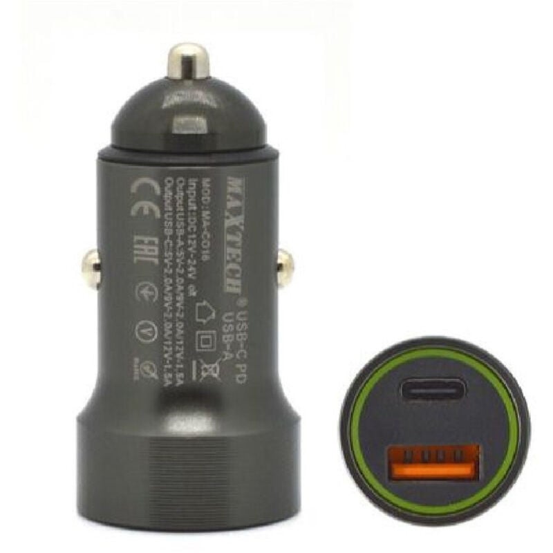 foto del prodotto caricatore type-c usb-a 5a caricabatteria per auto potenza erogazione pd ma-c016 - - maxtech