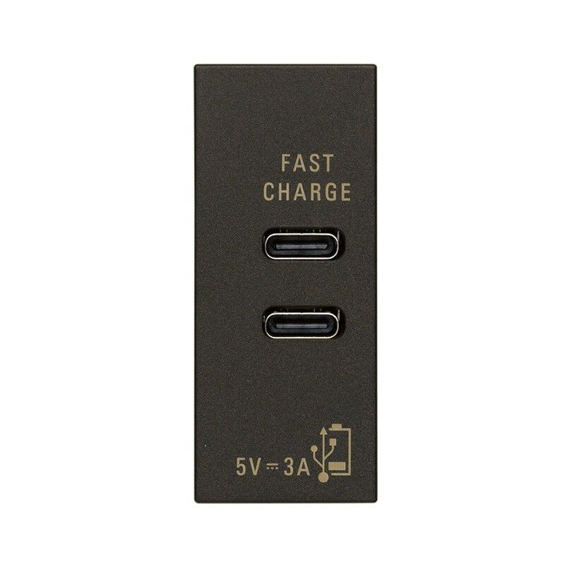 foto del prodotto caricatore usb 2 porte tipo c 15w 5v 3a vimar linea nera 30292.ccg
