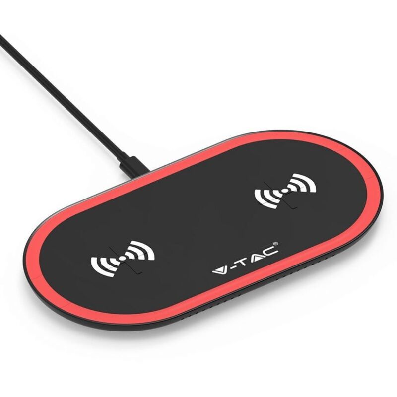 foto del prodotto caricatore wireless a pad dual charging 5w 5w colore rosso e nero sku-7740