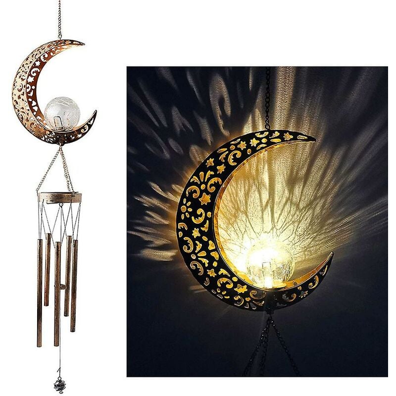 foto del prodotto carillon di vento solare per esterni decorazione per giardino con campanelli eolici a led per esterni
