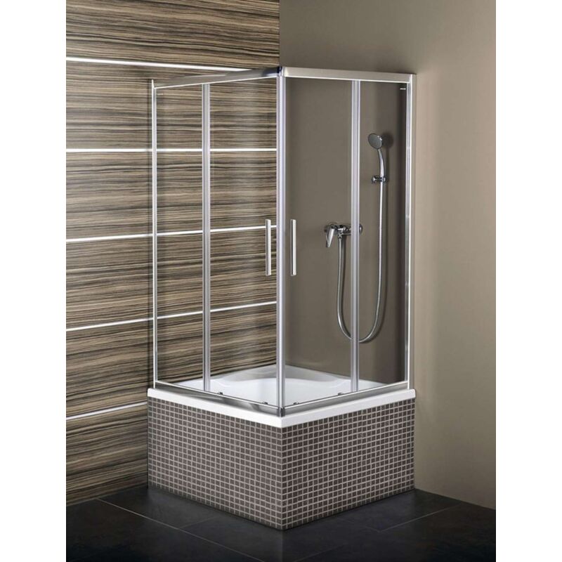 foto del prodotto carmen box doccia, 90x90x165 cm, alluminio lucido vetro trasparente md5116 polysan