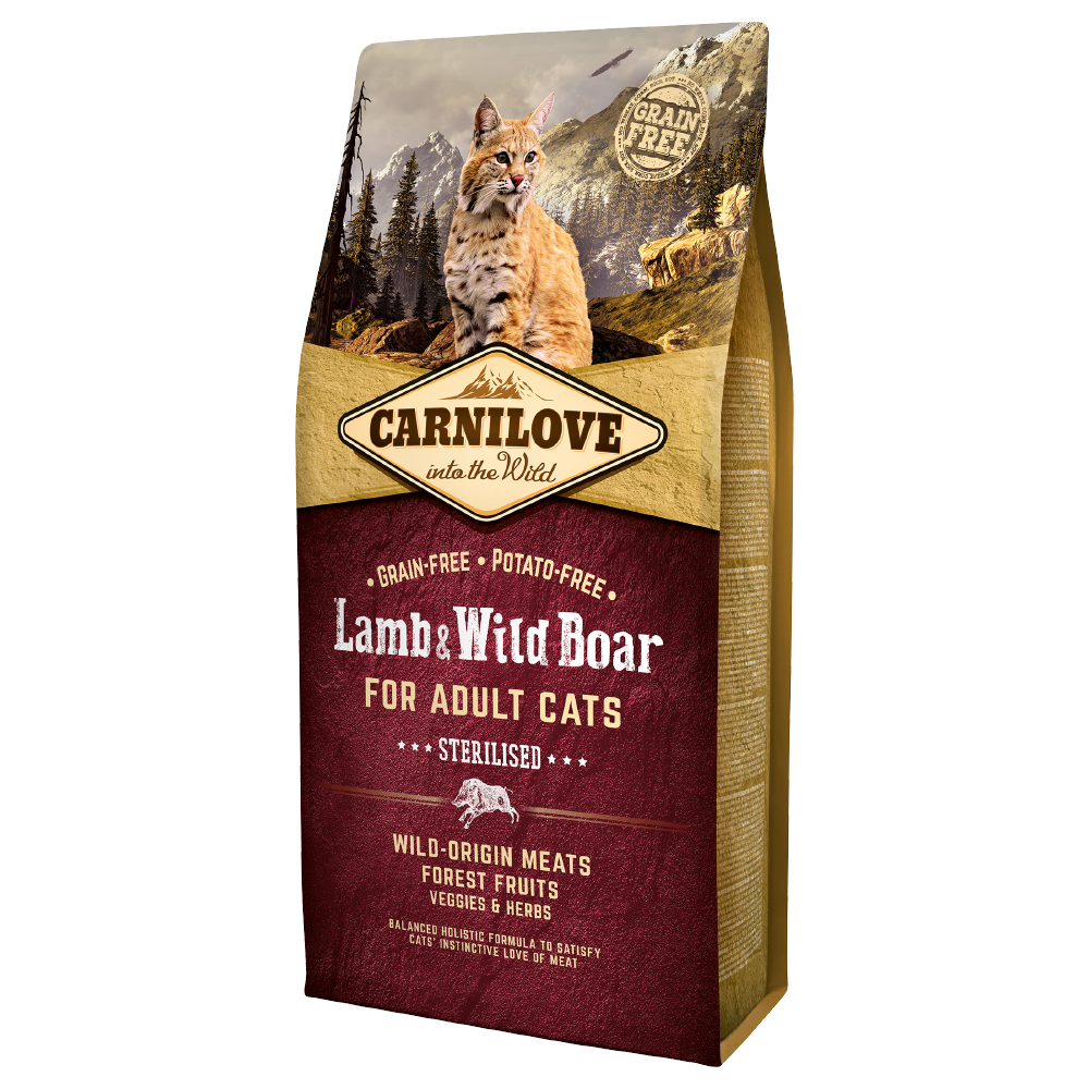 foto del prodotto carnilove adult cats sterilised agnello cinghiale crocchette per gatti 6 kg