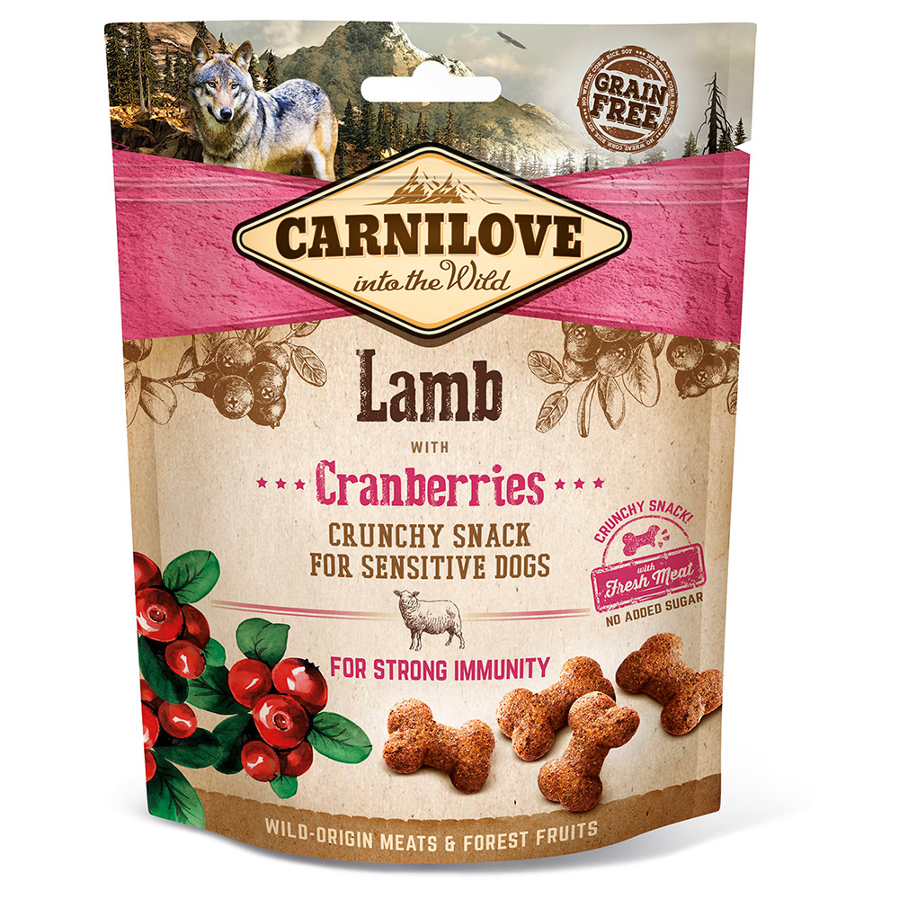 foto del prodotto carnilove croccantini per cani a base di agnello e mirtillo rosso 200 g