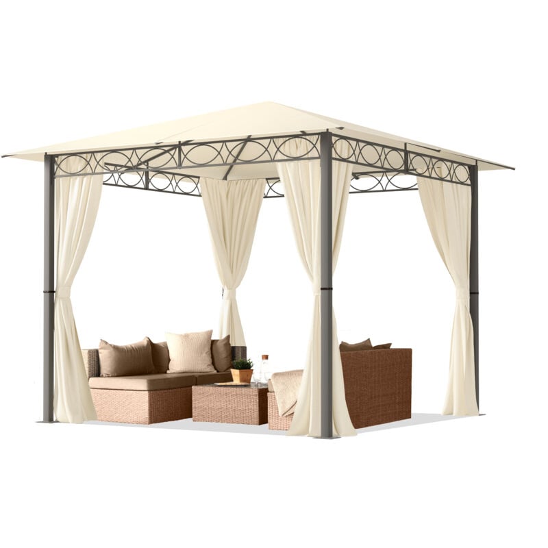 foto del prodotto carpasol gazebo da giardino 3x3 m premium 100 impermeabile con 4 teli laterali ca. 220g m telo del tetto color crema