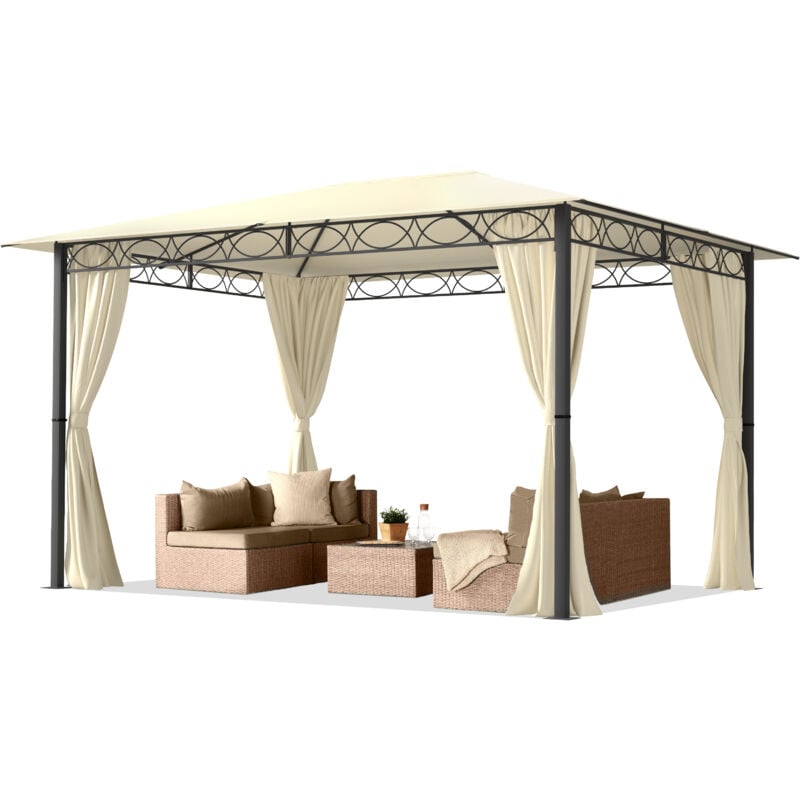 foto del prodotto carpasol gazebo da giardino 3x4 m premium 100 impermeabile con 4 teli laterali ca. 220g m telo del tetto color crema