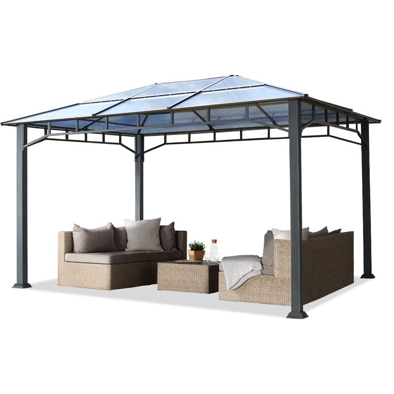 foto del prodotto carpasol gazebo da giardino 3x4 m telaio in alluminio tetto in policarbonato da ca. 8 mm gazebo da giardino senza teli laterali
