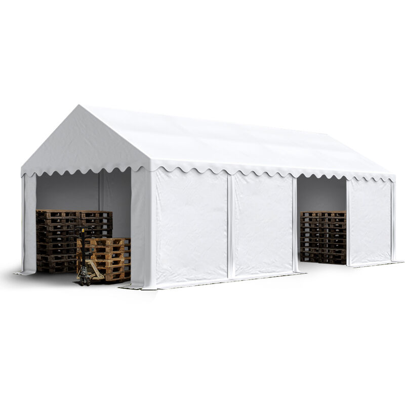 foto del prodotto carpasol toolport tendone deposito 4x8 m pvc 750 n bianco tenda capannone telaio perimetrale e rinforzo del tetto