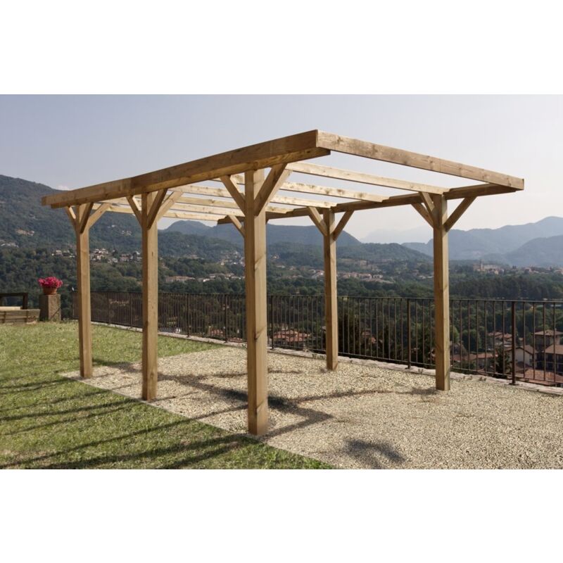 foto del prodotto carport in legno di pino impregnato senza copertura 512x304x233h