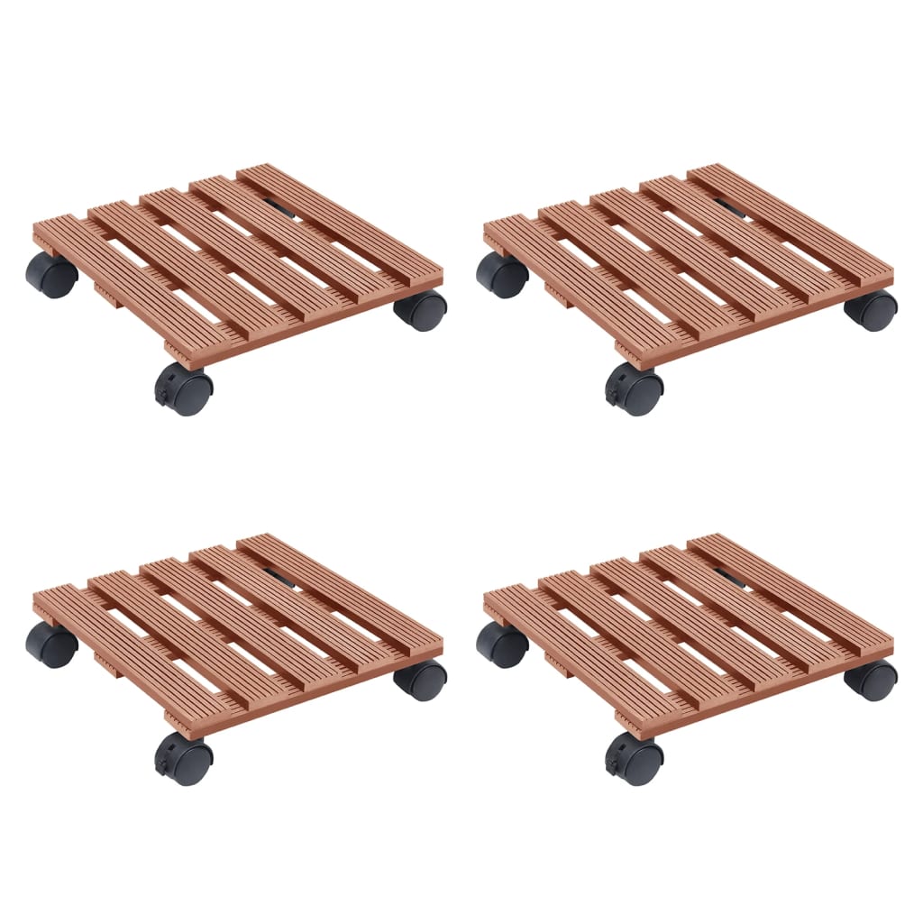 foto del prodotto carrelli porta piante 4 pz marroni 30x30x7,5 cm wpc vidaxl
