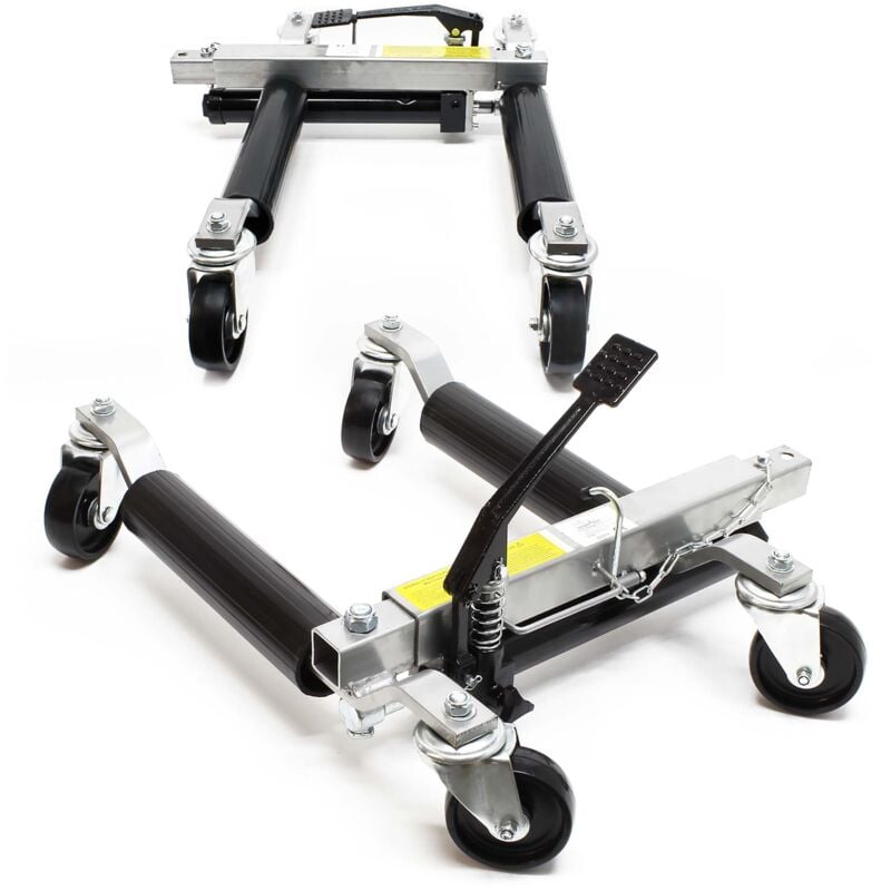 foto del prodotto carrelli sposta auto con cric idraulico 2x portata 680kg l uno per pneumatici larghi max 30cm