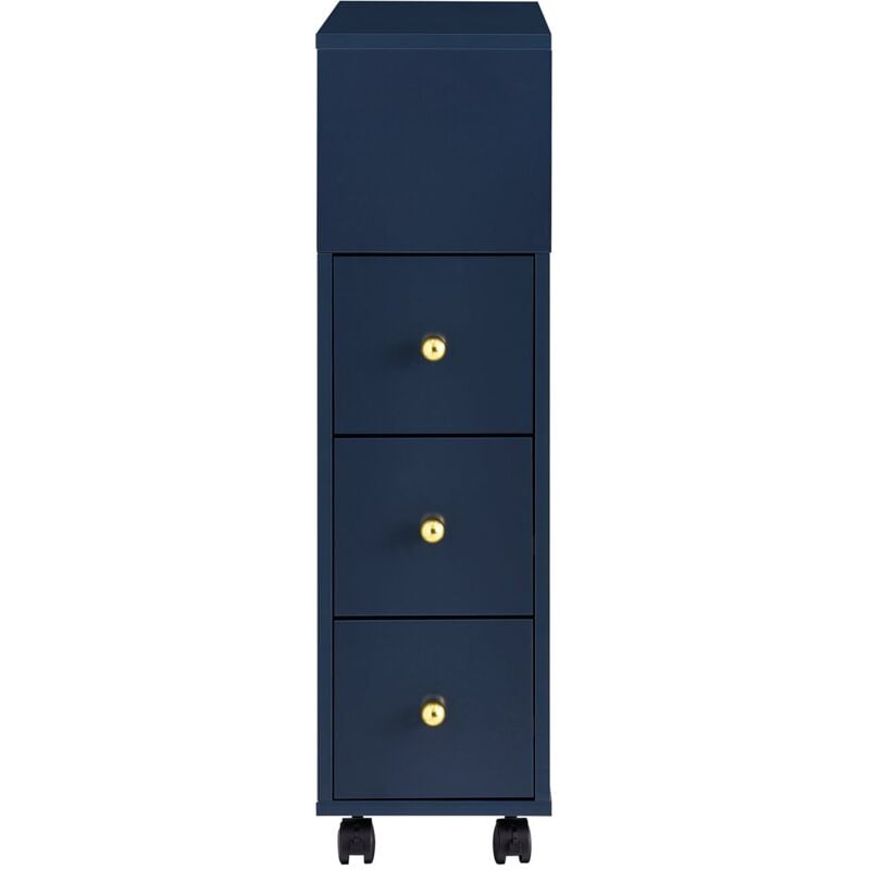 foto del prodotto carrellino salvaspazio con 3 cassetti carrello cucino organizzatore bagno mobiletto bagno blu 23x65x83cm bzr195 b sobuy