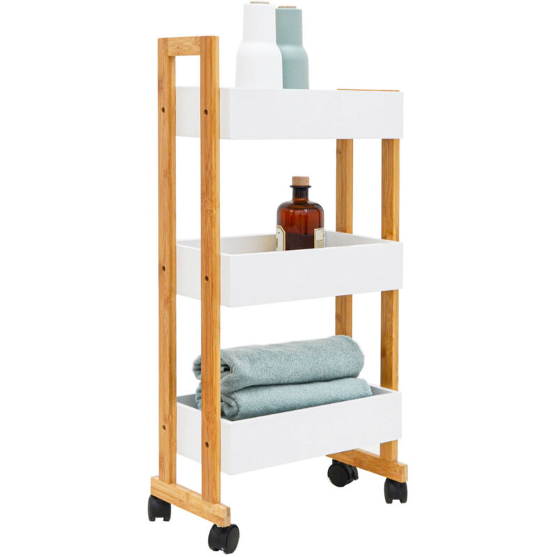 foto del prodotto carrellino salvaspazio in bamb 38x20x80 carrello portaoggetti cucina bagno