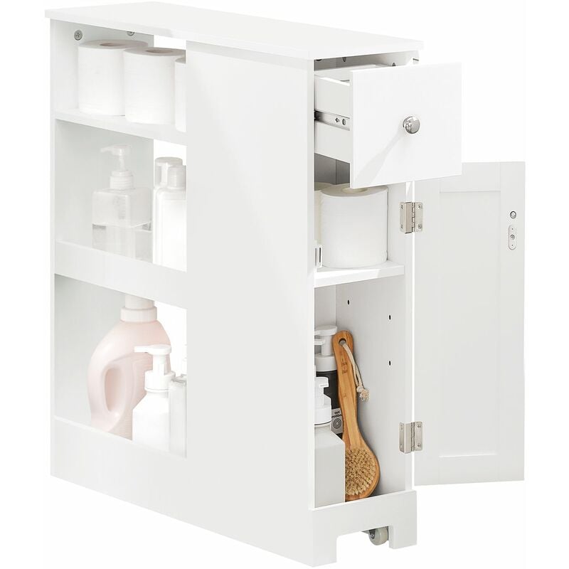 foto del prodotto carrellino salvaspazio mensola nicchia 20cm con ruote mensola cucina mobile porta carta bianco 20x65x70cm bzr106 w sobuy