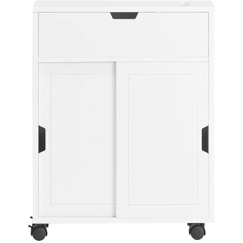 foto del prodotto carrellino salvaspazio portarotolo e portascopino con ruote bianco l17p52a67 cm bzr31 w sobuy