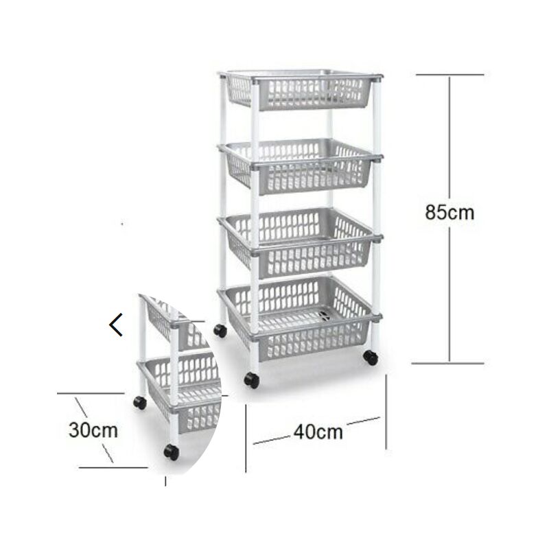 foto del prodotto carrello 4 ripiani in plastica