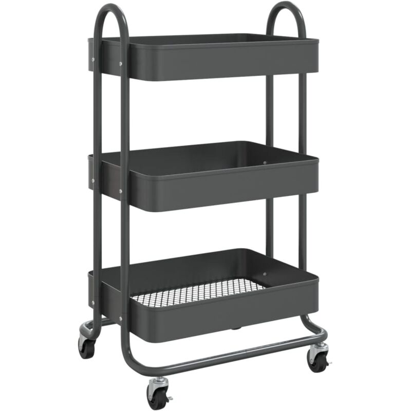 foto del prodotto carrello a 3 livelli antracite 43x34x79 cm in acciaio - vidaxl