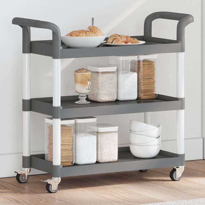 foto del prodotto carrello a 3 ripiani grigio 77x34x72 cm in alluminio - vidaxl