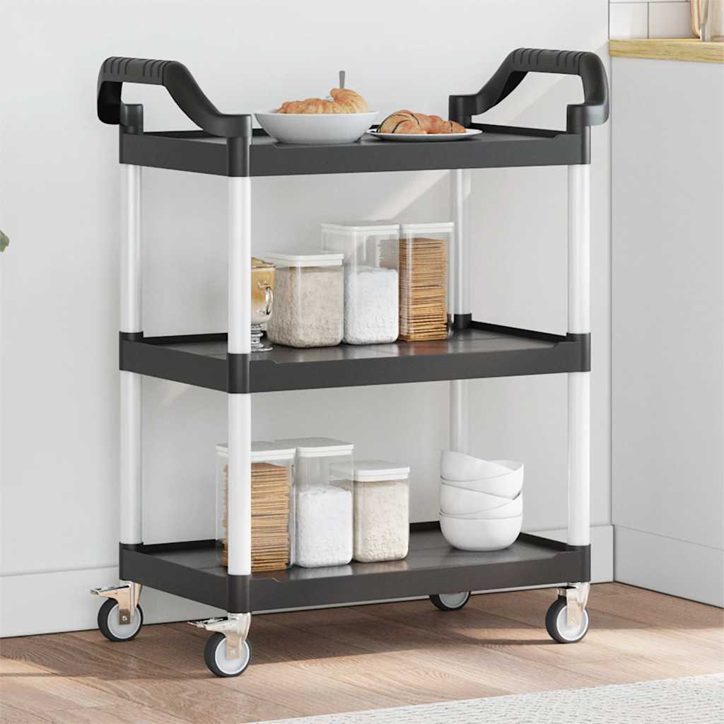 foto del prodotto carrello a 3 ripiani nero 81x41x92 cm in alluminiocod mxl 111683
