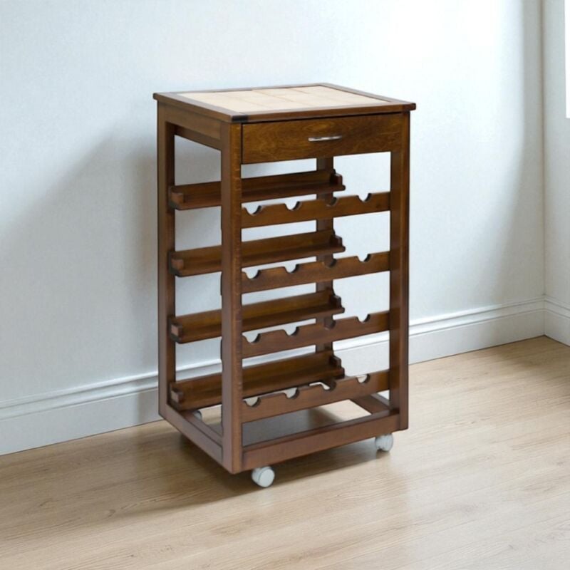 foto del prodotto carrello cantinetta in legno massello landhell noce