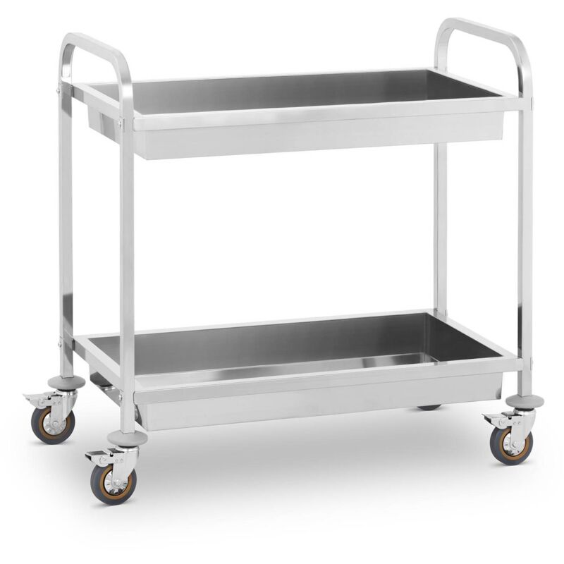 foto del prodotto carrello carrellino servizio mobile albergo su ruote 2 piani raccolta inox nuovo