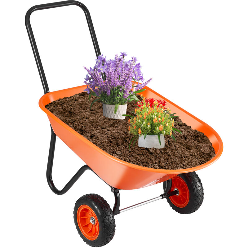 foto del prodotto carrello carriola, carico 141,58 l capacita 180 kg, carrello ribaltabile giardino 2 ruote, con maniglia ruote 3048 mm, carrello giardino, carri