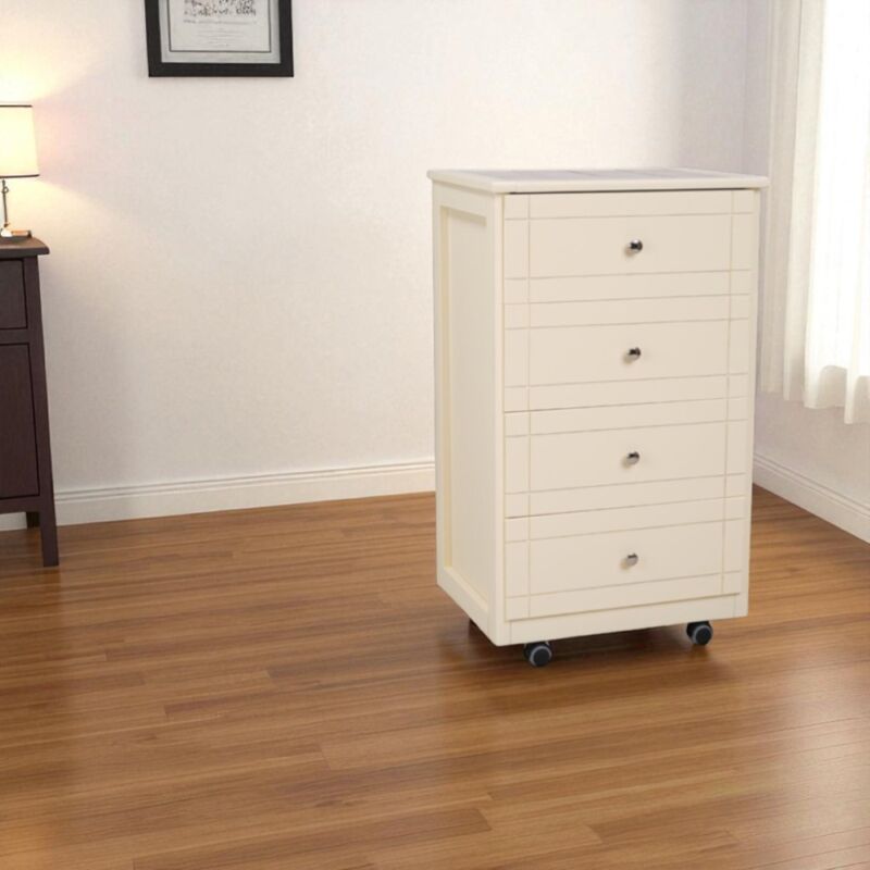 foto del prodotto carrello cassettiera giada con piano mattonelle in ceramica avorio