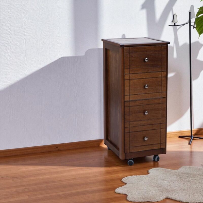 foto del prodotto carrello cassettiera giada mini con piano in piastrelle e legno noce