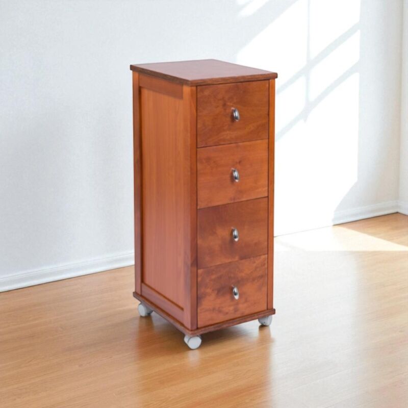 foto del prodotto carrello cassettiera pokerino in legno a 4 cassetti ciliegio