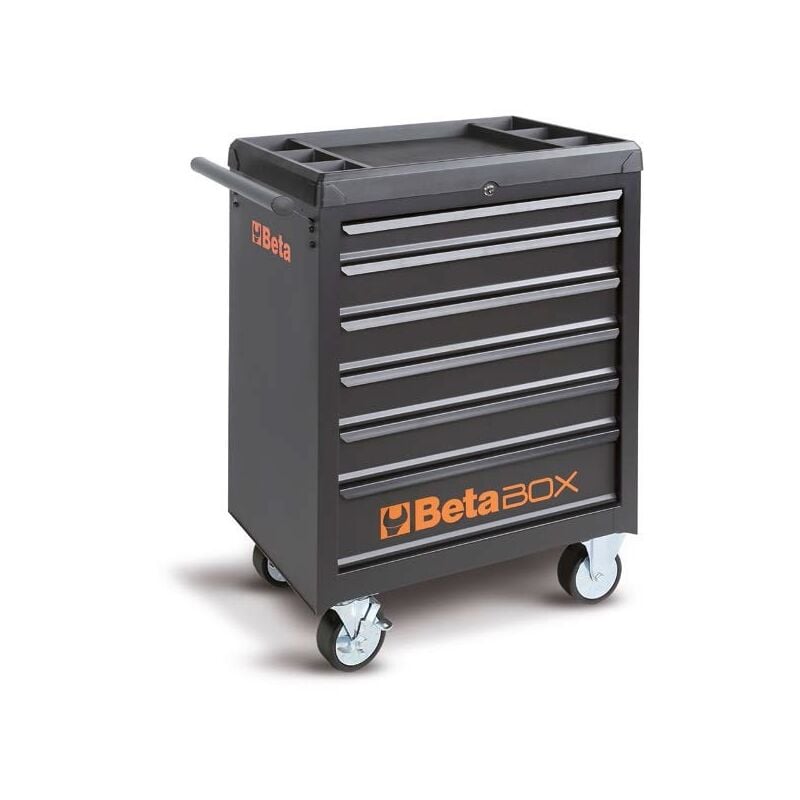 foto del prodotto carrello cassettiera portautensili in acciaio con 6 cassetti e serratura bloccaggio colore grigio antracite beta