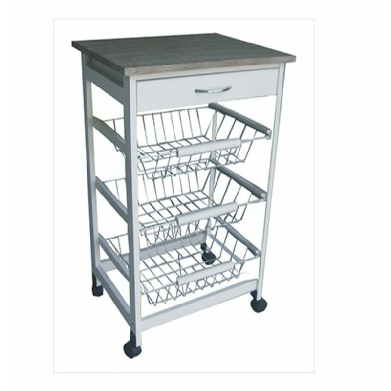 foto del prodotto carrello cucina bianco 3ces 47x37x76