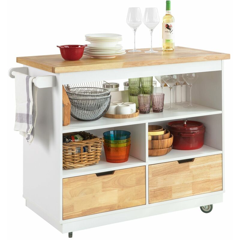 foto del prodotto carrello cucina credenza cucina mobile cucina bianco con route isola cucina fkw107 wn sobuy