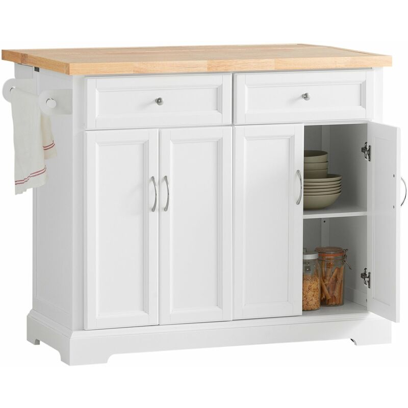 foto del prodotto carrello cucina credenza cucina mobile cucina bianco con route piano allungabile bianco fkw71 wn sobuy