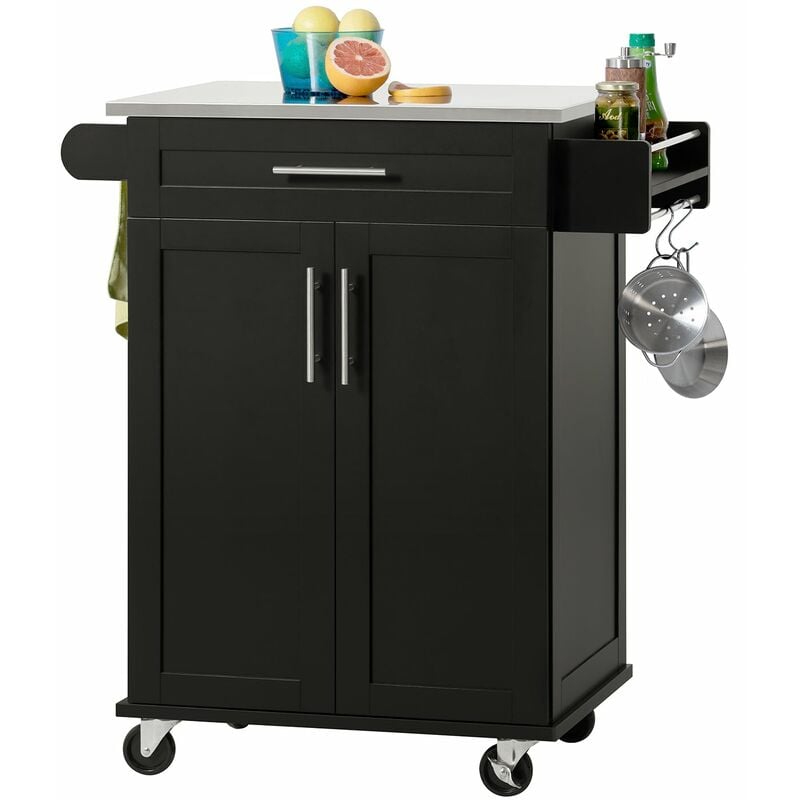 foto del prodotto carrello cucina credenza cucina mobile cucina nero con route fkw110 sch sobuy
