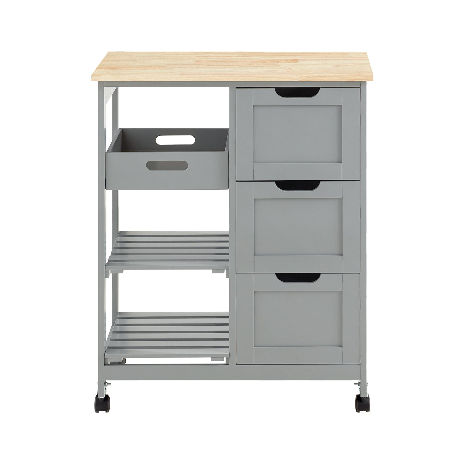 foto del prodotto carrello cucina credenza da cucina o bagno con 3 cassetti e 1 cestino l68 p38 a85 cm colore grigio fkw79 hg