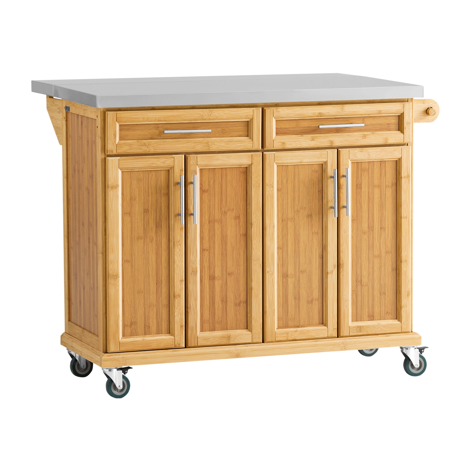 foto del prodotto carrello cucina credenza legno piano lavoro cucina piano in acciaio allungabile fkw69 n