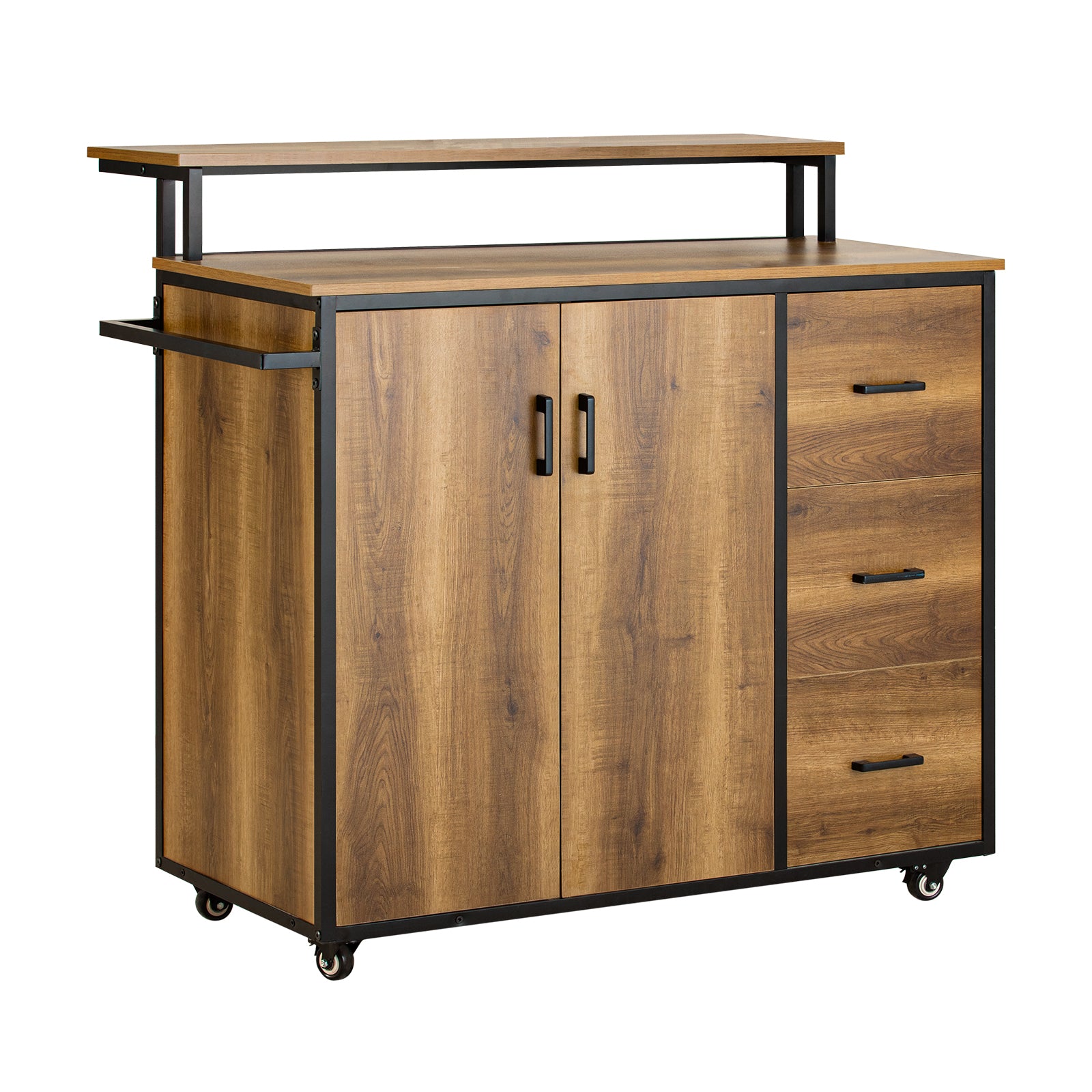 foto del prodotto carrello cucina,credenza, penisola cucina con ruote stile vintage marrone, knl02 pf