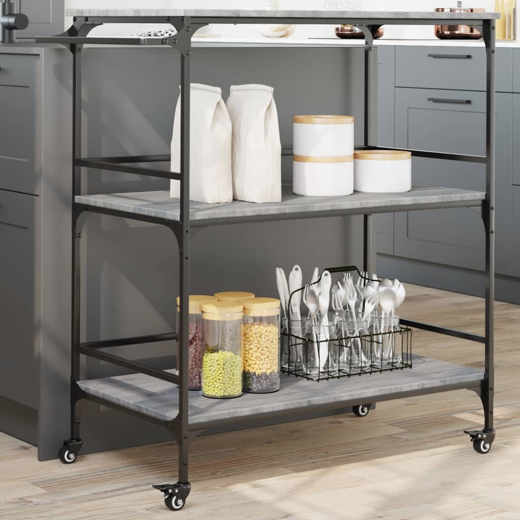 foto del prodotto carrello cucina grigio sonoma 100,5x50x105 cm legno multistrato