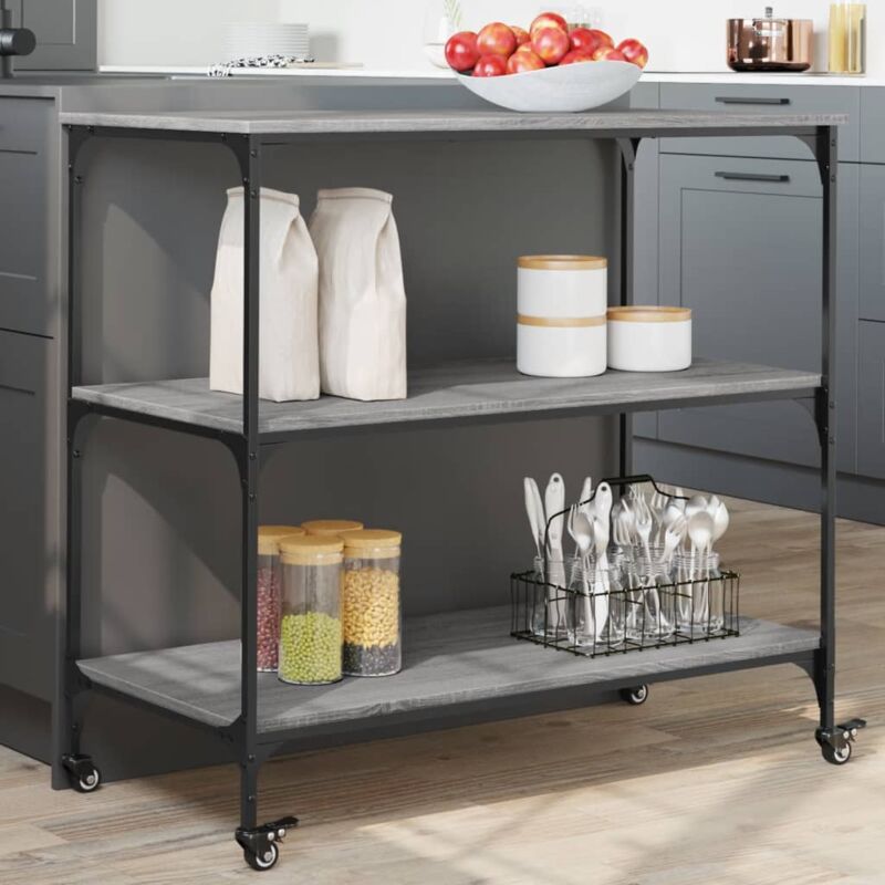 foto del prodotto carrello cucina grigio sonoma 102x50x95 cm in legno multistrato vidaxl