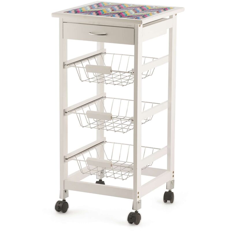 foto del prodotto carrello cucina legno bianco piano vetro dec matt