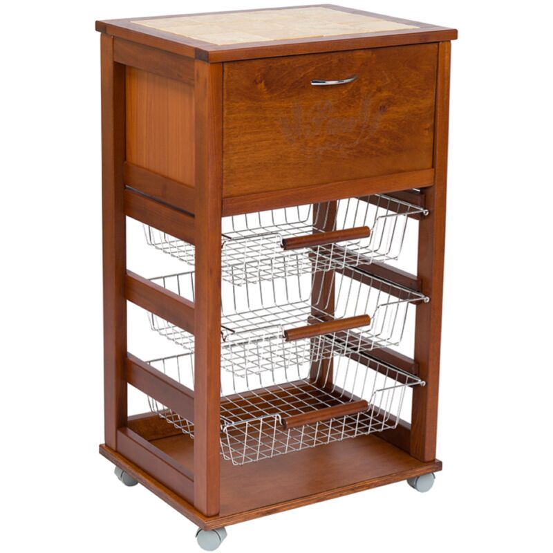 foto del prodotto carrello cucina portafrutta con portapane noce
