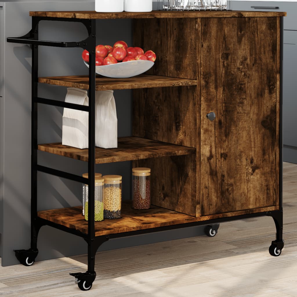 foto del prodotto carrello cucina rovere fumo 87,5x38,5x84,5 cm legno multistrato