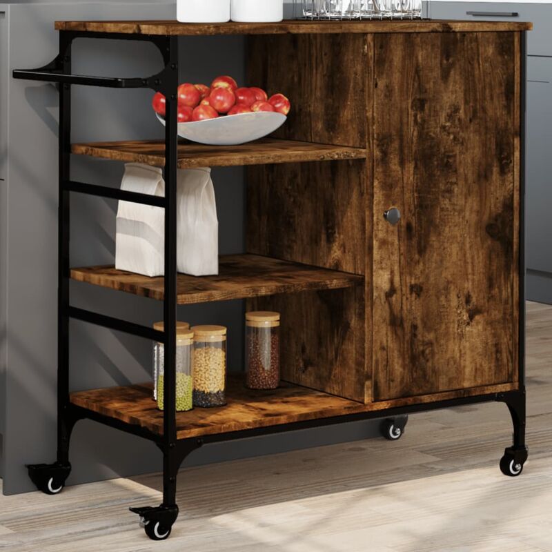 foto del prodotto carrello cucina rovere fumo 87,5x38,5x84,5 cm legno multistrato vidaxl