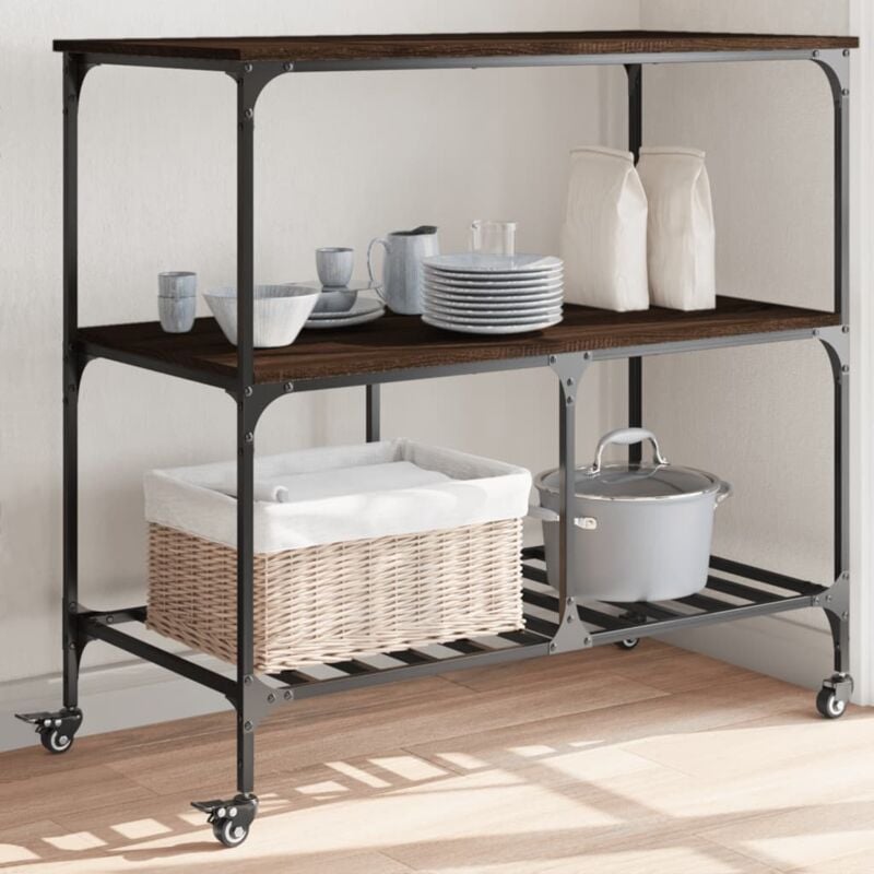 foto del prodotto carrello cucina rovere marrone 100x50x95 cm legno multistrato vidaxl