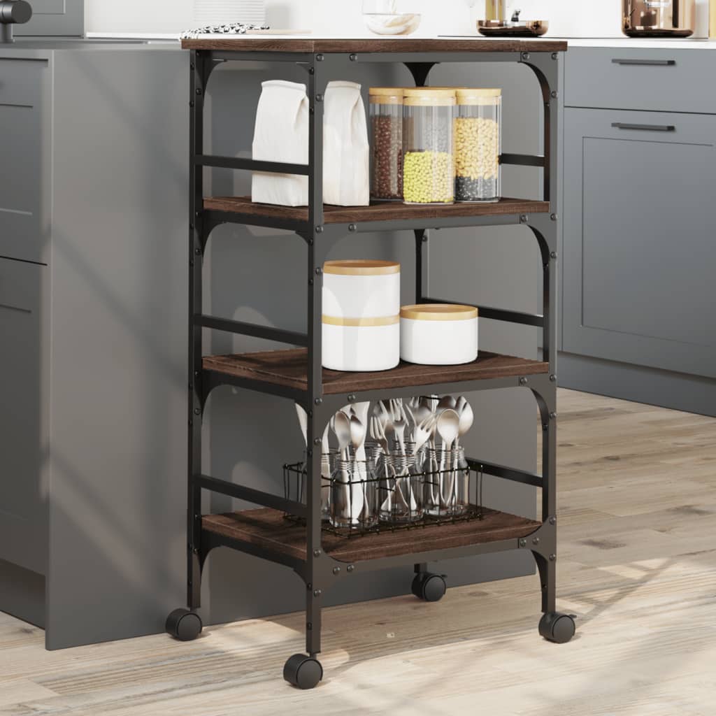 foto del prodotto carrello cucina rovere marrone 45x35x89,5 cm legno multistratocod mxl 113909